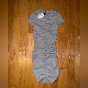 BRAND NEW Heather Gray Ruched Midi Dress
